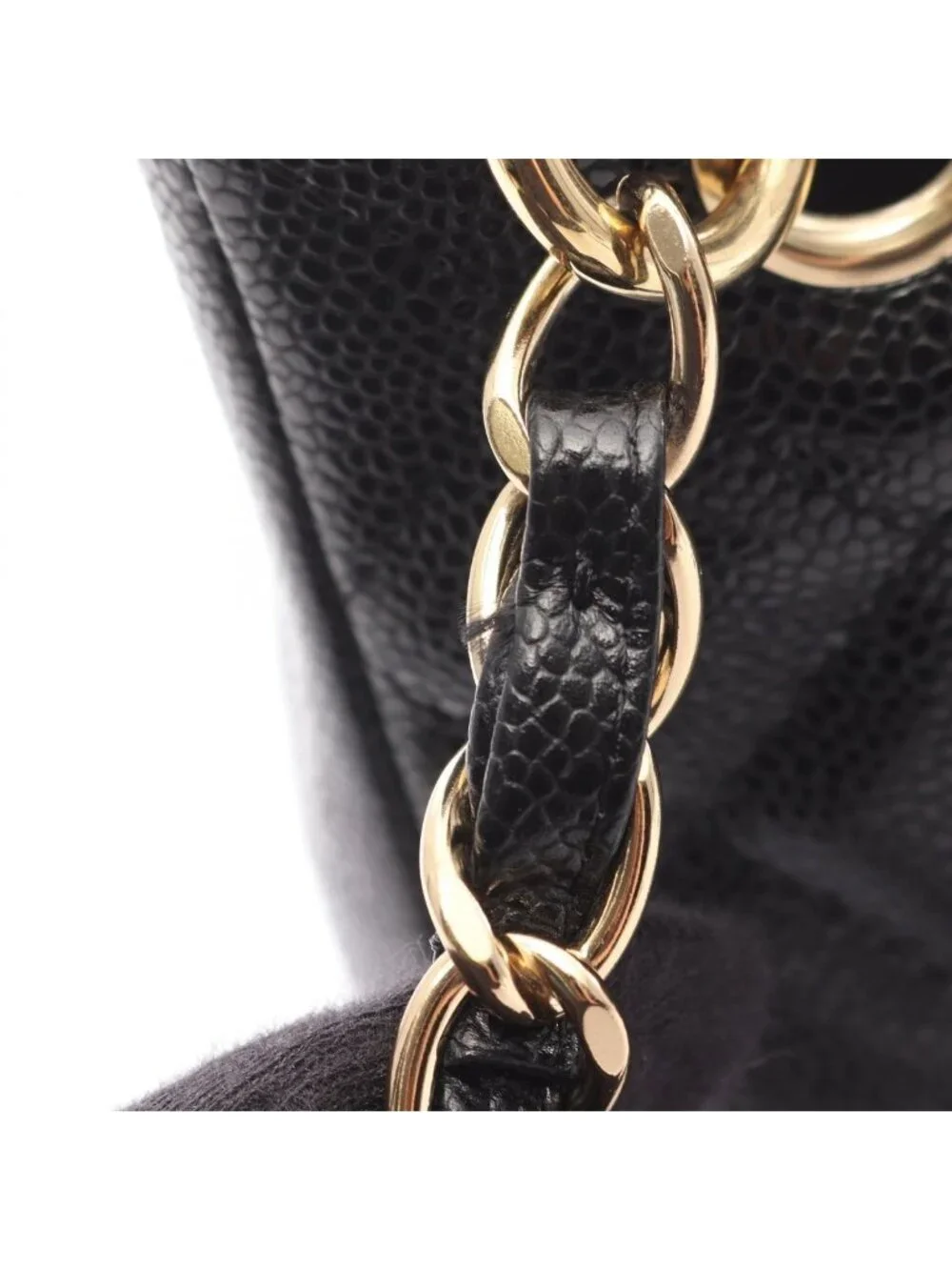 Chanel Tote Quilted Petite Shopping PST Black Leather Chainto - Picture 10 of 14